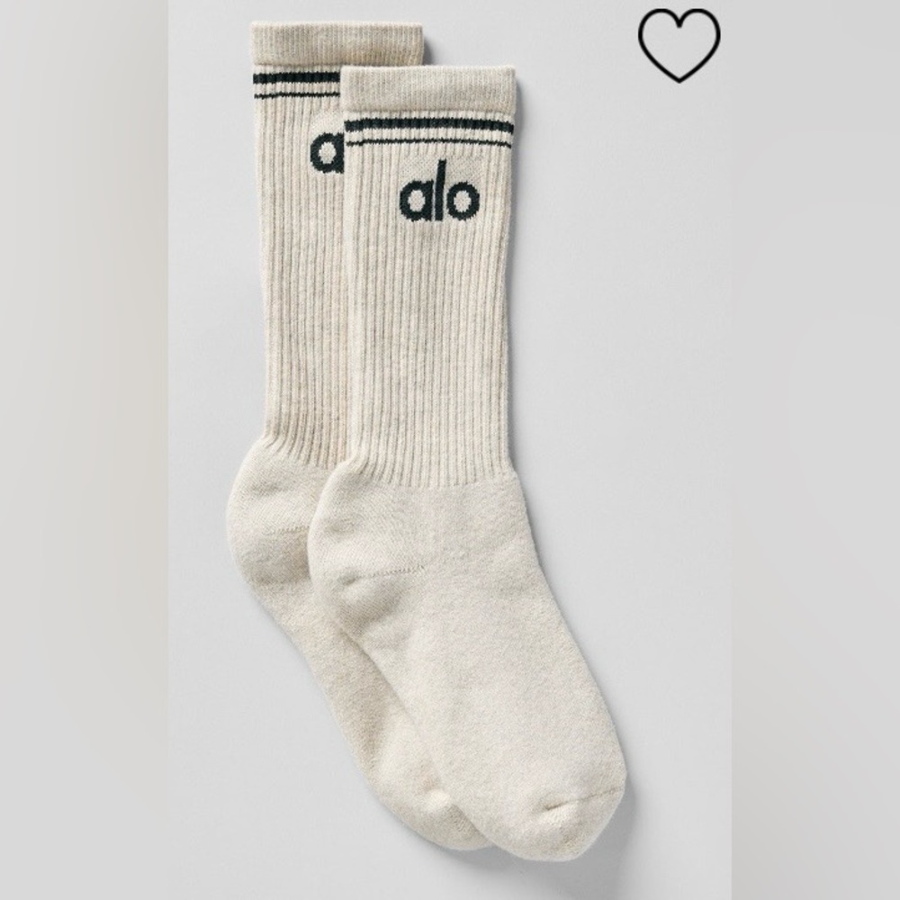 ALO Yoga NWT Unisex Throwback Socks Oatmeal Heather Charcoal green Size M